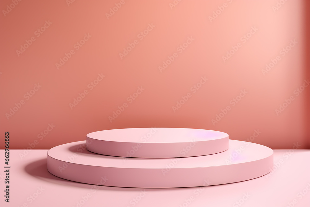 Empty, minimalistic product showcase space, plinths, platforms, pedestals mockup space with different tiers, heights. Generative AI Empty, minimalistic product showcase space, plinths, platforms, pedestals mockup space with different tiers, heights. Generative AI