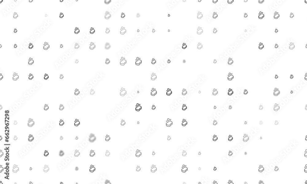 Seamless background pattern of evenly spaced black soap symbols of different sizes and opacity. Illustration on transparent background Seamless background pattern of evenly spaced black soap symbols of different sizes and opacity. Illustration on transparent background
