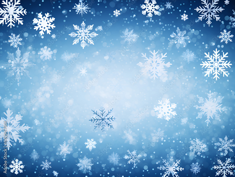 Abstract winter snowflakes background design with copy space 