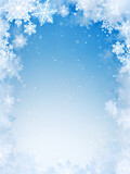 Abstract winter snowflakes background with copy space inside