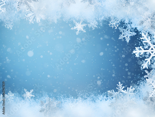 Abstract winter snowflakes background with copy space inside © TatjanaMeininger