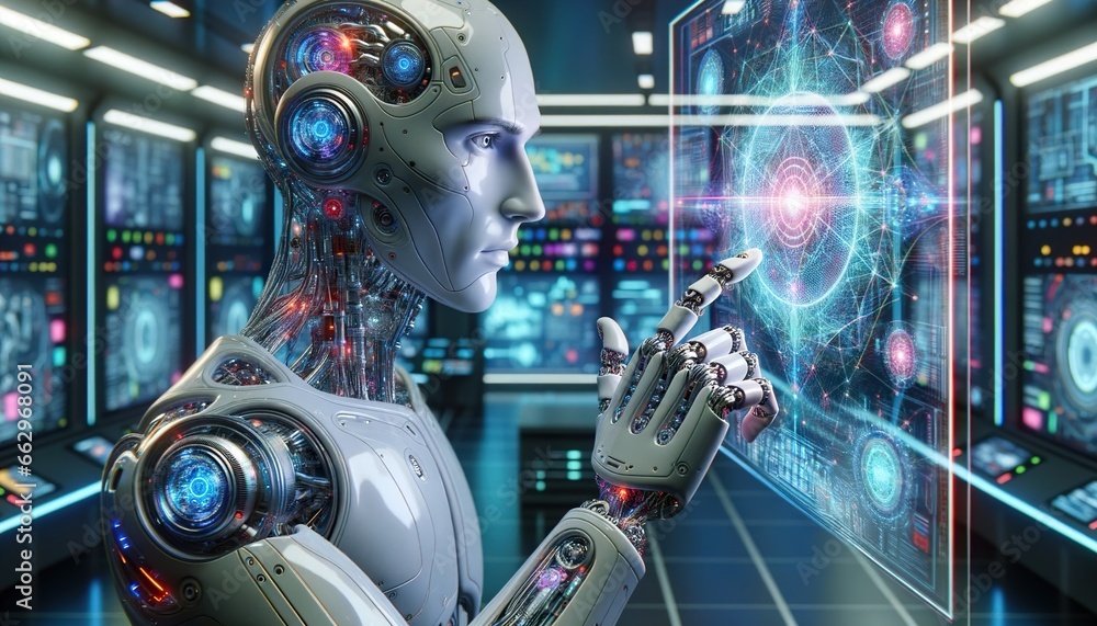 Fototapeta premium Gesichter der Technologie: Humanoid-Roboter, die das Unmögliche möglich machen – Menschlichkeit im Maschinenzeitalter