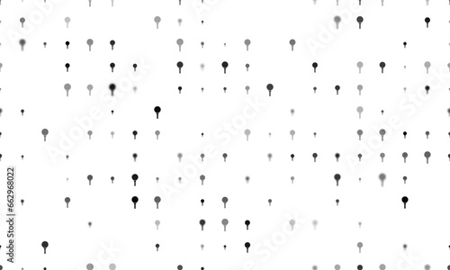 Seamless background pattern of evenly spaced black golf symbols of different sizes and opacity. Vector illustration on white background