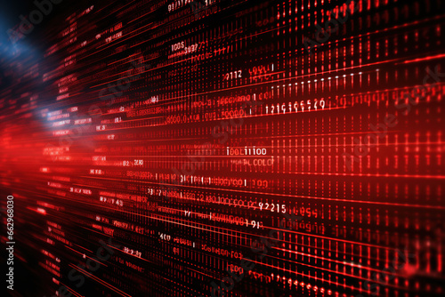Background with binary data, code string, pattern, texture and soft light glow. Generative AI	
