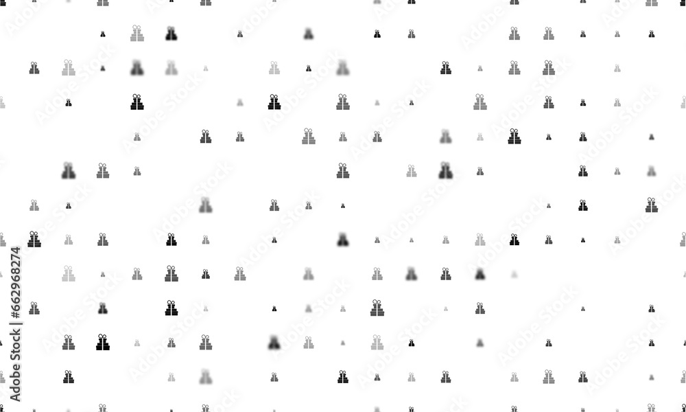 Seamless background pattern of evenly spaced black set of giftss of different sizes and opacity. Illustration on transparent background Seamless background pattern of evenly spaced black set of giftss of different sizes and opacity. Illustration on transparent background