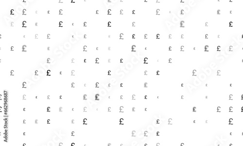 Seamless background pattern of evenly spaced black pound symbols of different sizes and opacity. Illustration on transparent background
