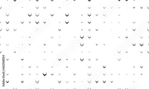 Seamless background pattern of evenly spaced black necklace symbols of different sizes and opacity. Vector illustration on white background