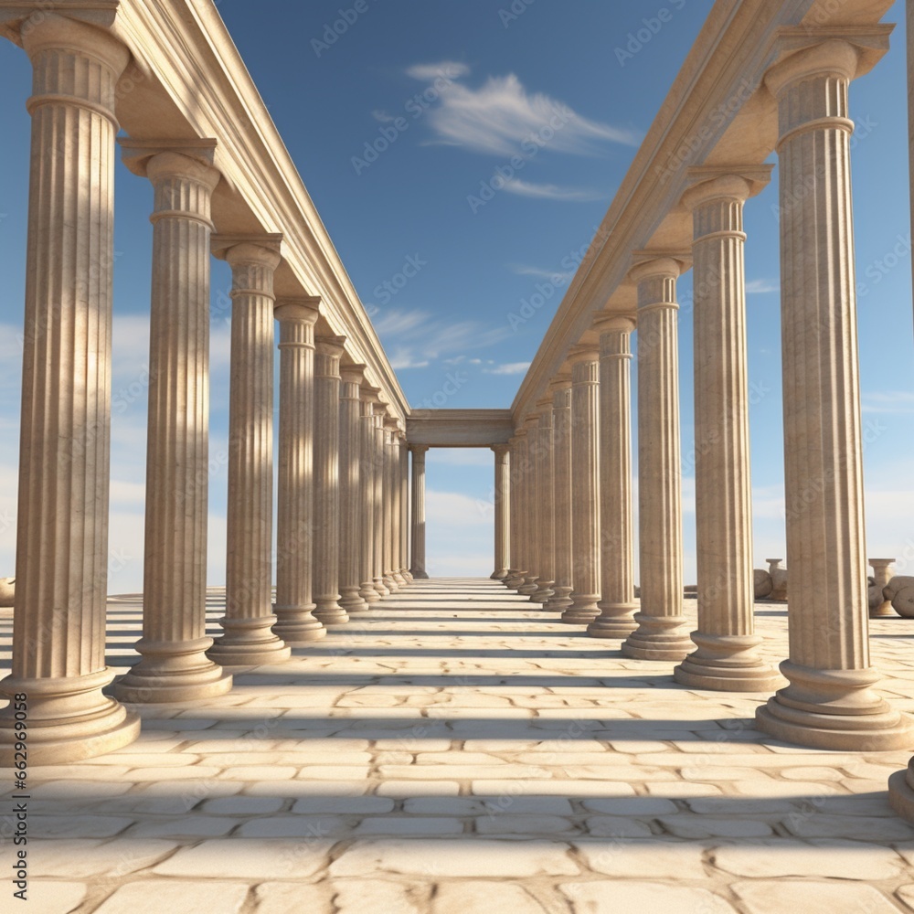 Pillars of the Colonnade of the ancient Greek temple.AI Generated Pillars of the Colonnade of the ancient Greek temple.AI Generated