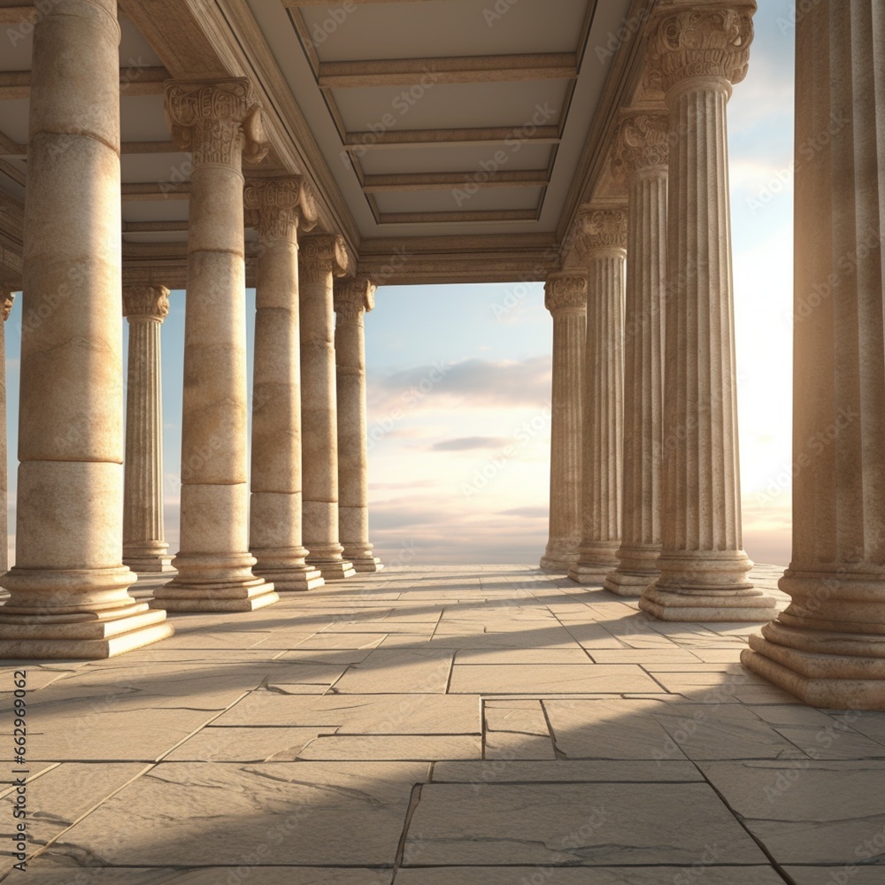Pillars of the Colonnade of the ancient Greek temple.AI Generated Pillars of the Colonnade of the ancient Greek temple.AI Generated