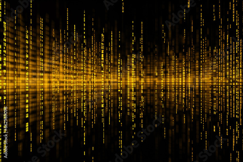 Background with binary data, code string, pattern, texture and soft light glow. Generative AI	
