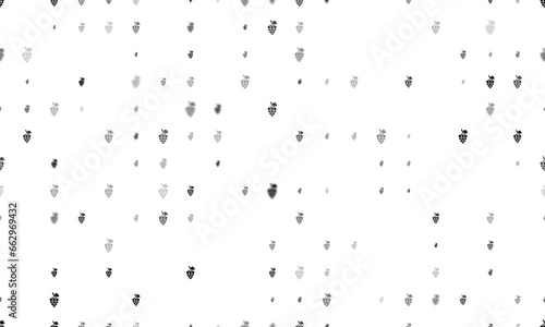 Seamless background pattern of evenly spaced black grapes symbols of different sizes and opacity. Illustration on transparent background