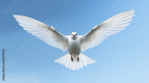 A White Tern in flight against a clear sky  the camera capturing the bird s graceful wingspan and pristine plumage in exquisite detail.