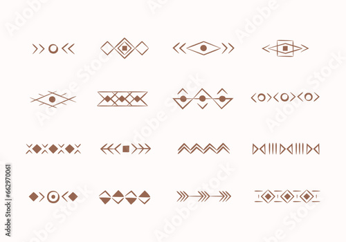 Aztec ethnic vector decorative element set. Native American, Mexican, wild west clipart