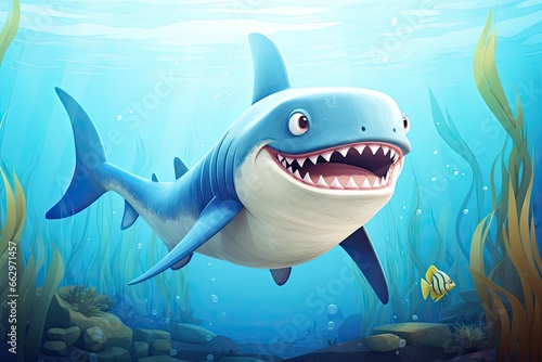 Cartoon Shark Illustration  Playful and Friendly Character Perfect for Children s Book  generative AI
