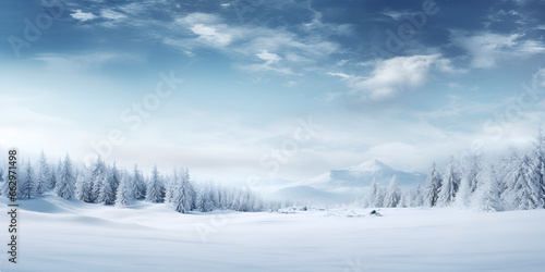 Snow winter forest background, with copy space © TatjanaMeininger