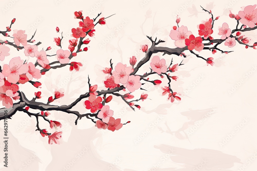 Cherry Blossoms: Minimalist Design for Spring Festival Announcement, generative AI