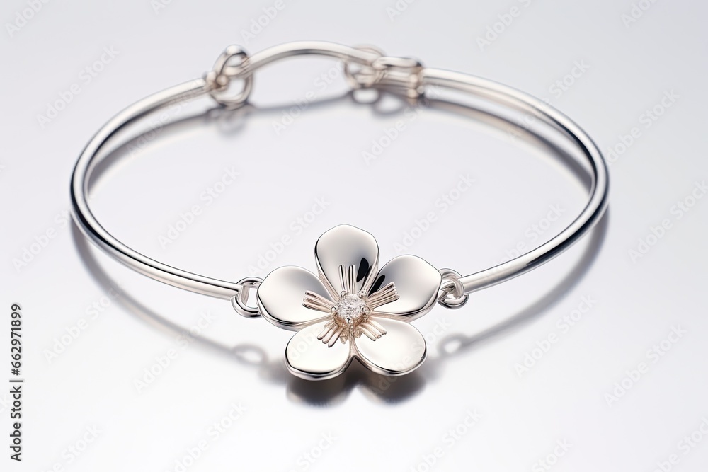 Minimalist Clover Design: Stylized Luck-themed Charm Bracelet Image, generative AI Minimalist Clover Design: Stylized Luck-themed Charm Bracelet Image, generative AI