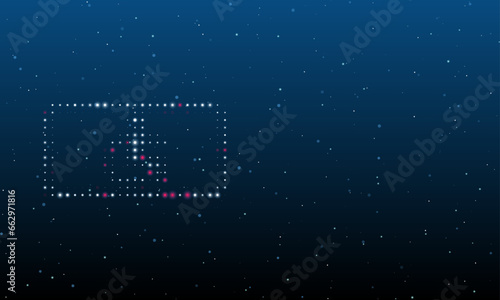 On the left is the disabled road symbol filled with white dots. Background pattern from dots and circles of different shades. Vector illustration on blue background with stars