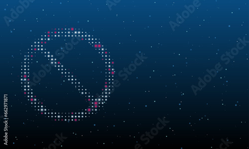 On the left is the no parking symbol filled with white dots. Background pattern from dots and circles of different shades. Vector illustration on blue background with stars