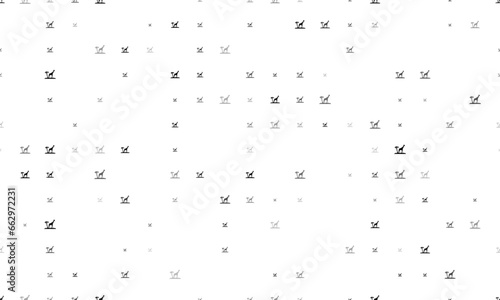 Seamless background pattern of evenly spaced black giraffe symbols of different sizes and opacity. Vector illustration on white background