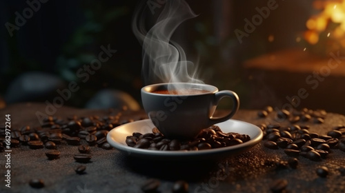 Tasse de café ou cappuccino. Boisson chaude, ambiance chaleureuse et relaxante. Arrière-plan pour conception et création graphique.