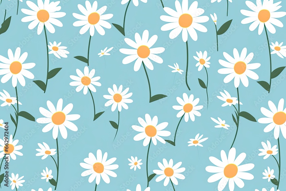 Minimalistic Spring-Themed Wallpaper: Daisies Rendered in a Refreshing Style, generative AI