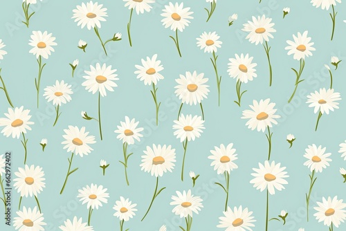 Spring-themed Wallpaper: Minimalistic Daisies Rendered for Vibrant Desktop Backgrounds, generative AI