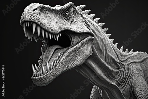 Dinosaur Black and White Design: Striking Paleontology Book Cover, generative AI