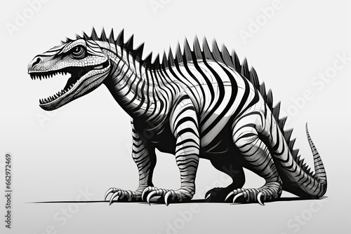 Dinosaur Black and White Minimal Line Illustration  The Perfect Guide for Paleontology Museums  generative AI