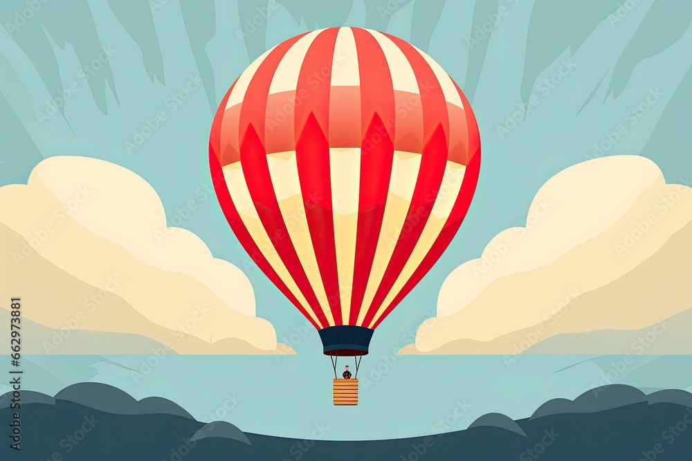 Obraz premium Hot Air Balloon Transformed: A Simple Adventurous Icon for Travel Poster, generative AI