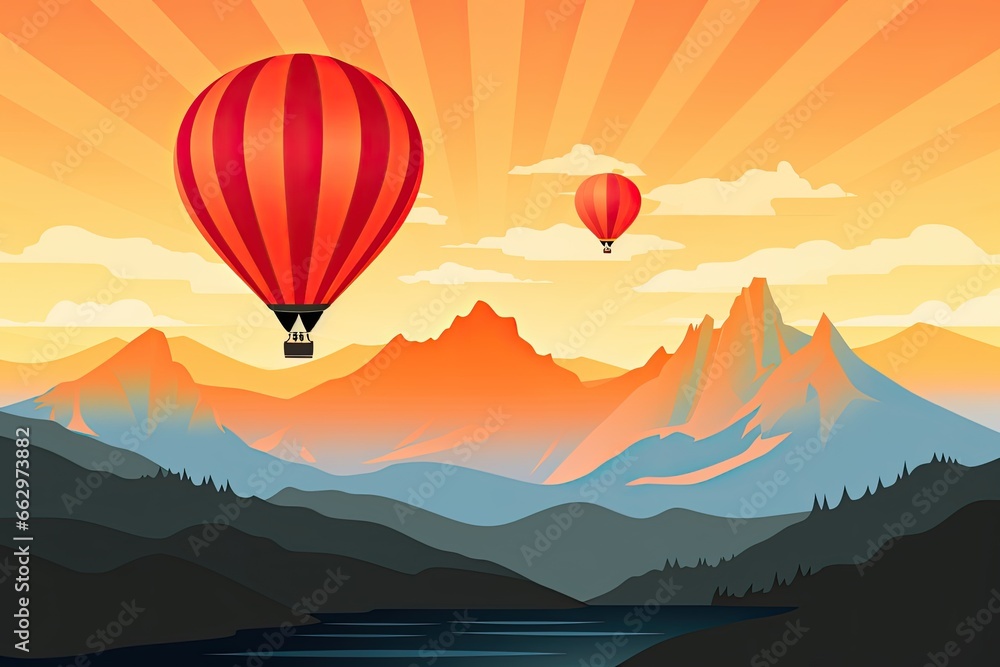 Transformed Hot Air Balloon: Simple and Adventurous Icon for Travel Poster, generative AI Transformed Hot Air Balloon: Simple and Adventurous Icon for Travel Poster, generative AI