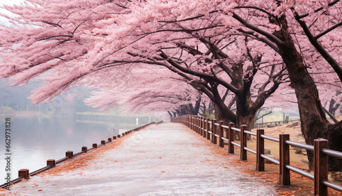 The Pink Trees of Nami Island in South Korea