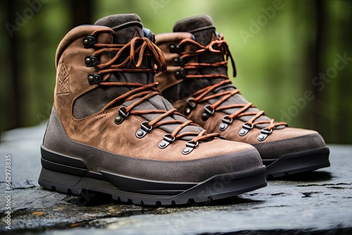 Hiking Boot: Rugged, Minimalist Icon for Outdoor Adventure Guide, generative AI