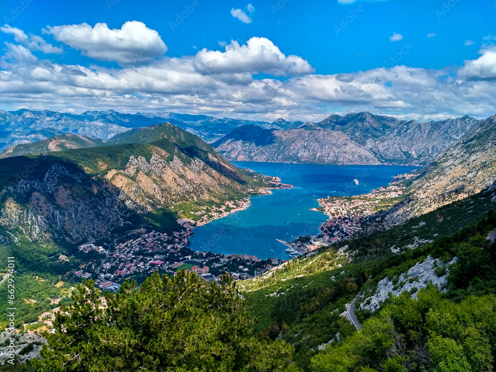 Kotor bay in Montenegro from a mountain viewpoint
