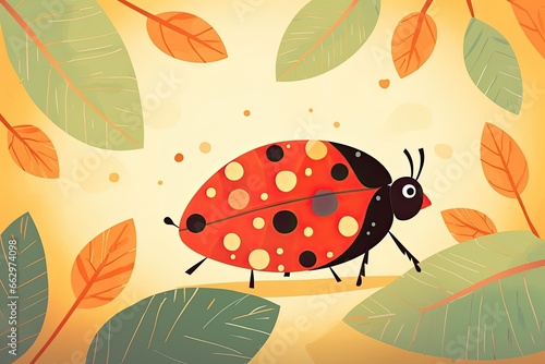 Nature-Themed Children s Book  Ladybug Stylized as a Charming Minimal Graphic  generative AI