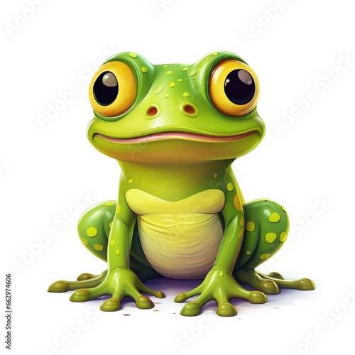 Cartoon frog, isolated background, AI generated Image