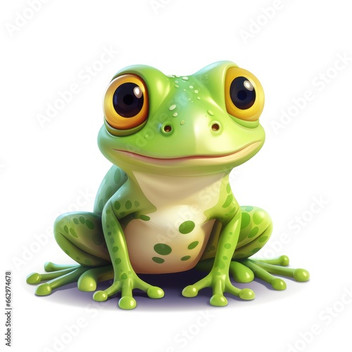 Cartoon frog, isolated background, AI generated Image
