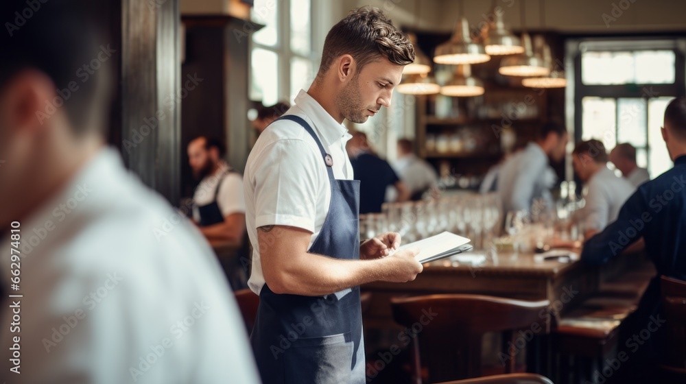 waiter working in the restaurant