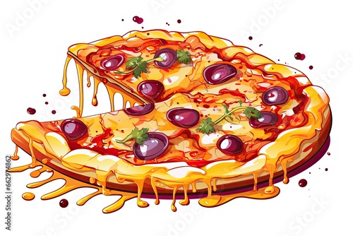 Delicious Pizza Clipart: Tempting Melting Cheese with Mouthwatering Toppings, generative AI