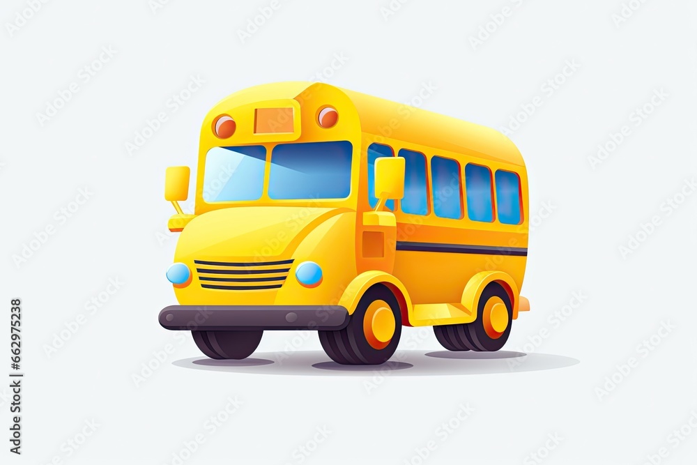 Education App Icon: Fun and Simplistic School Bus Conversion, generative AI