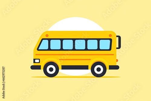 Cheerful and Minimalist School Bus Icon for Simplified School Transportation Schedule, generative AI