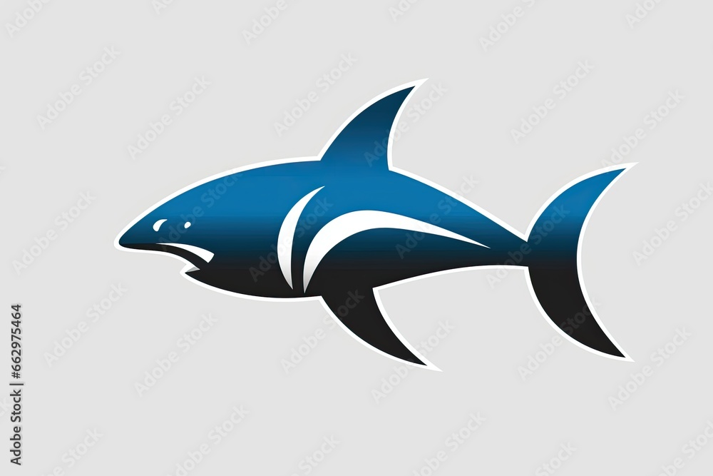 Fototapeta premium Shark Icon for Aquarium Logo: Minimal, Sleek Stylized Image of a Shark as the Perfect Branding Element, generative AI