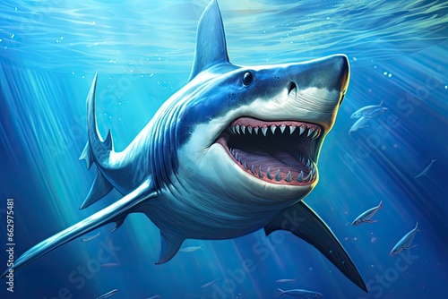 Shark Clipart  Navigating Through the Deep Blue Sea with Sharp Teeth Gleaming  generative AI