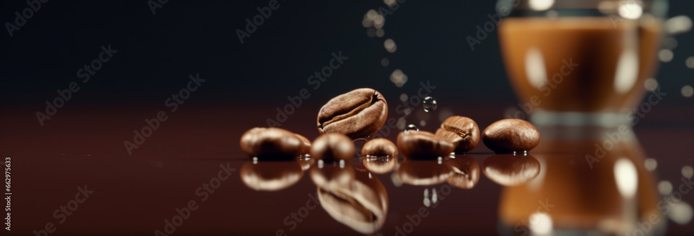 Grains de café, graines marrons sur fond sombre. Café, cappuccino, mocha, macchiato. Arrière-plan pour conception et création graphique. Grains de café, graines marrons sur fond sombre. Café, cappuccino, mocha, macchiato. Arrière-plan pour conception et création graphique.