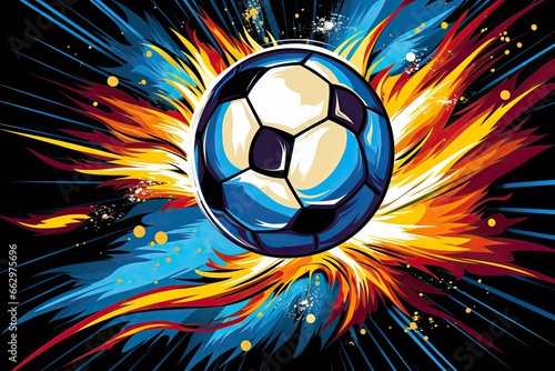 Soccer Ball Clipart  Dynamic Player Takes Powerful Shot  Spinning Ball Towards Goal  generative AI