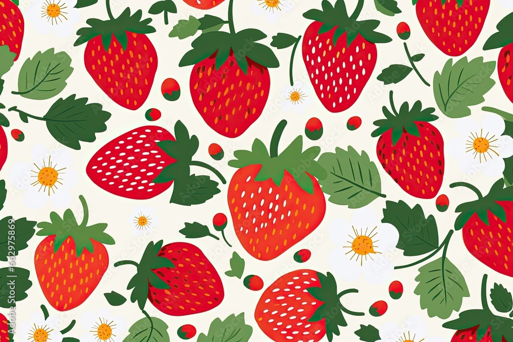 Strawberry Abstract Delights: A Minimalistic Summer Dress Fabric Design, generative AI Strawberry Abstract Delights: A Minimalistic Summer Dress Fabric Design, generative AI