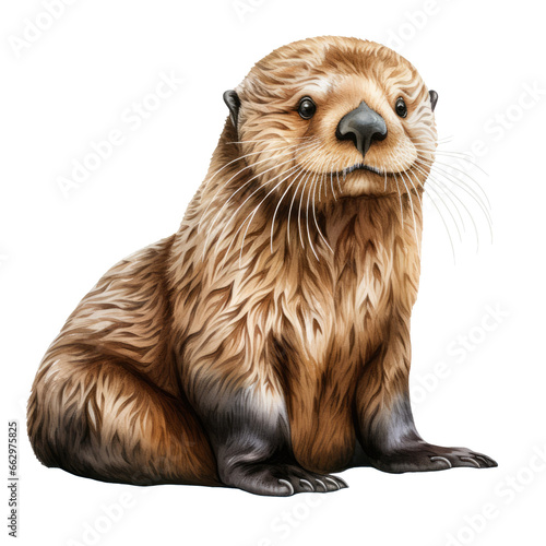 water animal element. watercolor sea otter illustration. © Moopingz