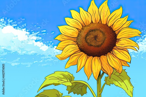 Sunflower Clipart  Tall Sunflower Reaching for Clear Blue Sky  Symbolizing Growth and Positivity  generative AI