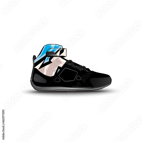 sports shoes with abstract racing vector motifs