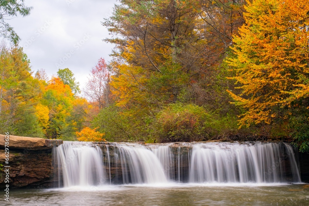 Tranquil and picturesque view of the waterfall on the Blackwater River, West Virginia in the fall Tranquil and picturesque view of the waterfall on the Blackwater River, West Virginia in the fall